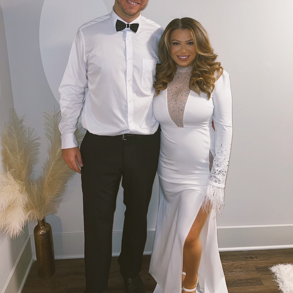 White Embellished Evening Gown